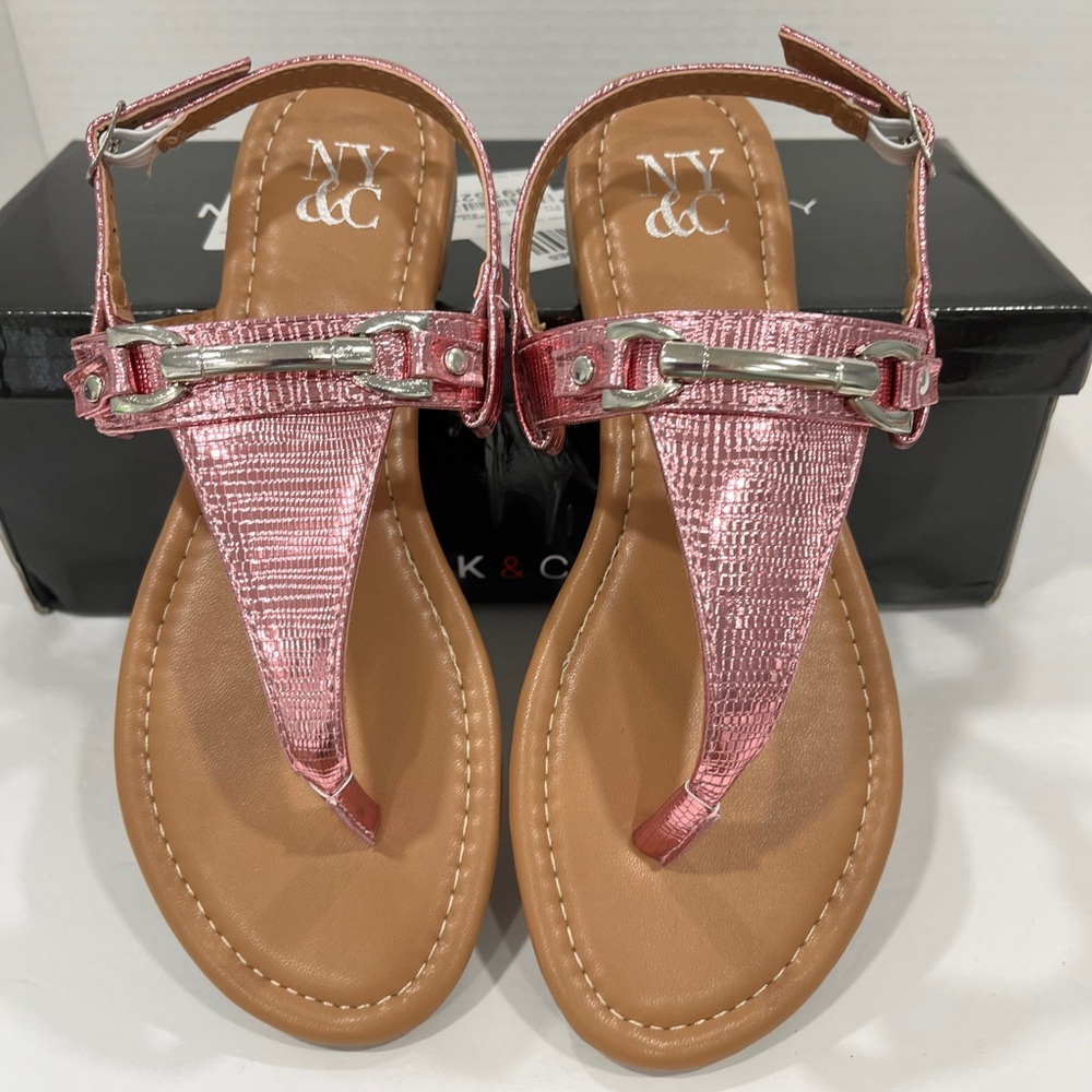 New York & Company Womens Angelica Flat Sandals. 6M. Pink - Picture 7 of 8